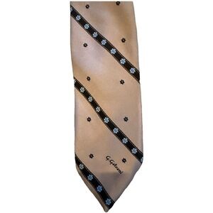 G.Galvani Mens Neck Tie 3" 57" Brown Blue  Floral Imported From Italy Vtg